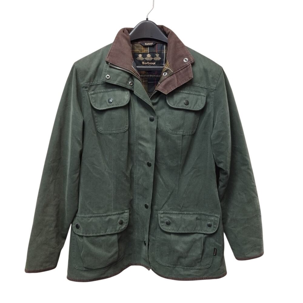 Barbour Green Utility Jacket with Brown Corduroy Collar